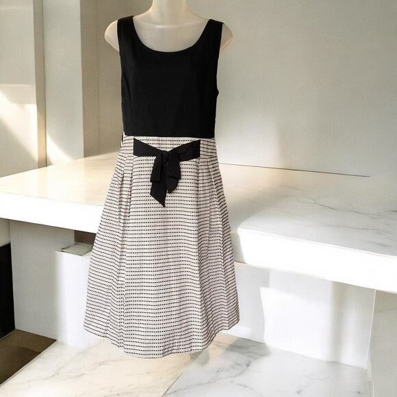 The Limited Dress Black Cream Sleeveless Fit Flare A Line Front Bow Size 12 - Picture 1 of 11